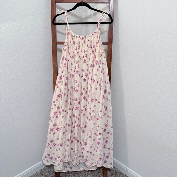 Free People Azure Cotton Floral Maxi Dress in Lilac Ecru Size Medium NWT - Picture 4 of 7